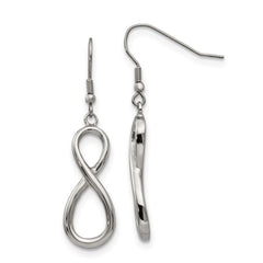 Stainless Steel Polished Infinity Symbol Shepherd Hook Earrings
