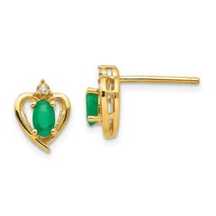 10K Diamond & Emerald Earrings