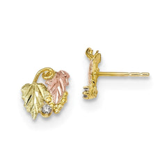 10k Tri-Color Black Hills Gold Diamond Post Earrings