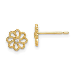 Madi K Kid's 14k  CZ Flower Post Earrings