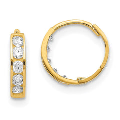 Madi K Kid's 14k  CZ Hinged Hoop Earrings