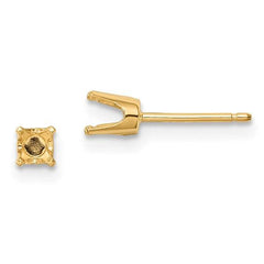 14k 3.75mm Round Stud Earring Mounting w/backs No Stones Included