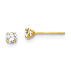 14k 3mm Round CZ Post Earrings
