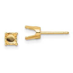14k 4.5mm Round Stud Earring Mounting w/backs No Stones Included