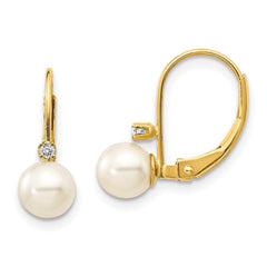 14k 5-5.5mm Pearl & Diamond Leverback Earring Mounting