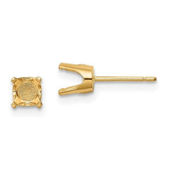 14k 5.5mm Round Stud Earring Mounting w/backs No Stones Included
