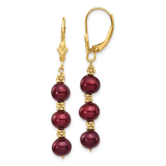 14K 5-6mm Coffee Brown Semi-round FW Cultured Pearl Leverback Earrings