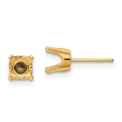14k 5.75mm Round Stud Earring Mounting w/backs No Stones Included