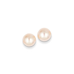 14k 8-9mm Pink Button FW Cultured Pearl Stud Post Earrings