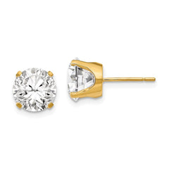 14k 8mm Round Stud Earring Mounting w/backs No Stones Included