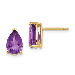 14k 9x6mm Pear Amethyst Earrings