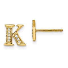 14k Diamond Initial K Earrings