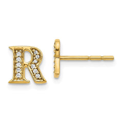 14k Diamond Initial R Earrings