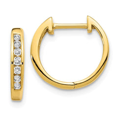14k Gold Polished Diamond Post Hoop Earrings