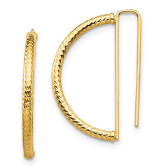 14K Half Circle Diamond-Cut Earrings