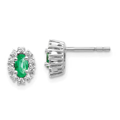 14k White Gold 1/5Ct Diamond & Emerald Earrings