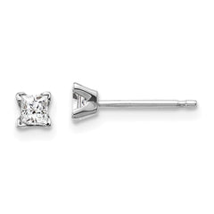 14k White Gold 2.75mm Princess Cut Stud Earring Mountings No Stones No Backs