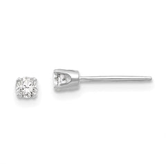 14k White Gold 2.75mm Round Stud Earring Mounting w/backs No Stones Included