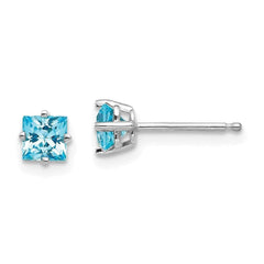 14k White Gold 4mm Square Earring Mounting No Stones Included No Backs