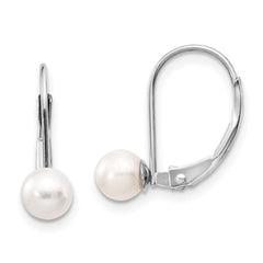 14k White Gold 5-5.5mm Pearl Leverback Earring Mounting