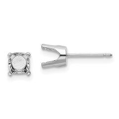 14k White Gold 5.5 Round Stud Earring Mounting w/backs No Stones Included