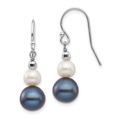 14K White Gold 6-9mm Semi-round FWC Pearl Graduated Dangle Earrings