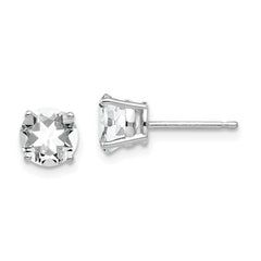 14k White Gold 6mm Cubic Zirconia Earrings