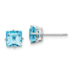 14k White Gold 6mm Square Earring Mounting No Stones Included No Backs