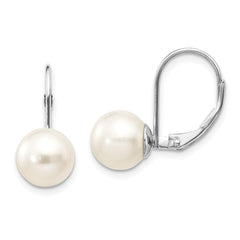 14k White Gold 8-8.5mm Pearl Leverback Earring Mounting