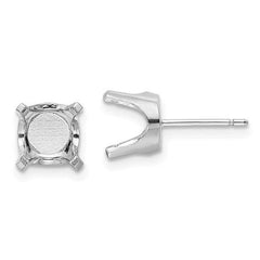 14k White Gold 8mm Round Stud Earring Mounting w/backs No Stones Included