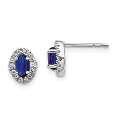 14k White Gold Diamond & Cabochon Sapphire Earrings