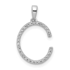 14k White Gold Diamond Initial C Pendant