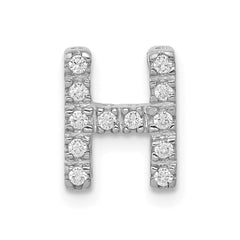 14k White Gold Diamond Initial H Charm