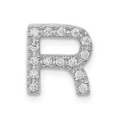 14k White Gold Diamond Initial R Charm