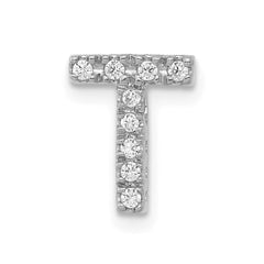14k White Gold Diamond Initial T Charm