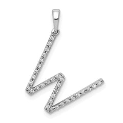 14k White Gold Diamond Initial W Pendant