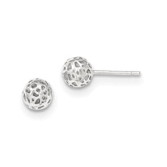 14K White Gold Fancy Ball Post Earrings
