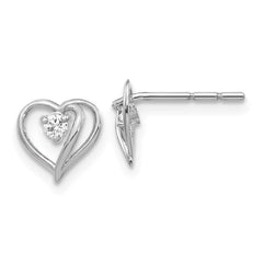 14k White Gold Fancy Diamond Heart Earring Mountings No Stones Included No Backs