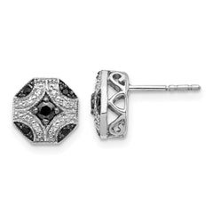 14k White Gold Fancy White & Black Diamond Post Earrings