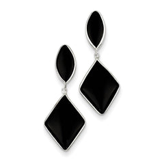 14k White Gold Onyx Dangle Post Earrings