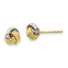 14K White Rhodium Love Knot Post Earring
