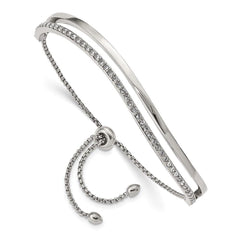 Stainless Steel Polished with Crystals from Swarovski Adjustable Bangle