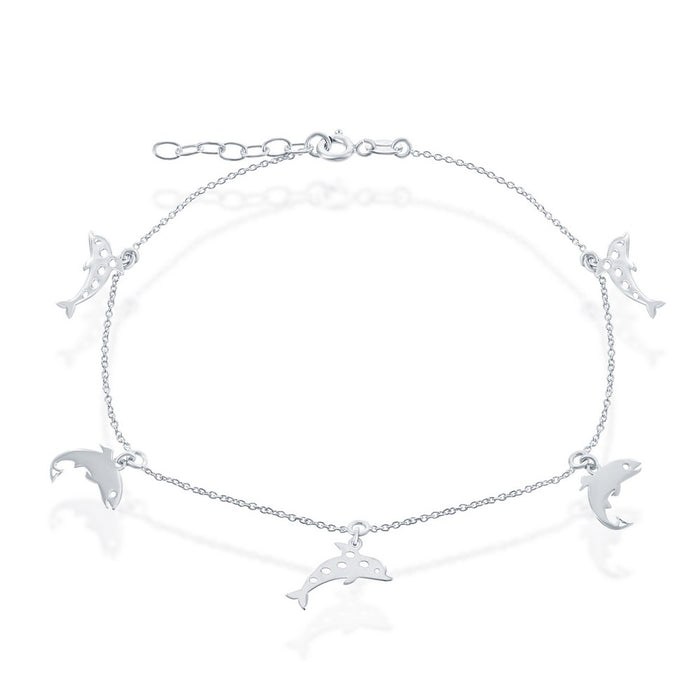 Classic Sterling Silver Dolphin Anklet