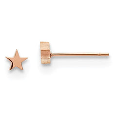 Stainless Steel Polished Rose IP-plated Star Post Earrings