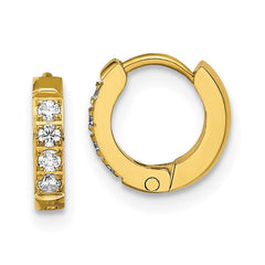 Stainless Steel Polished Yellow IP w/Preciosa Crystal Hinged Hoop Earrings