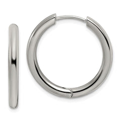 Stainless Steel Polished 3mm Hinged Hoop Earrings