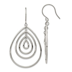 Stainless Steel Polished Dangle Shepherd Hook Earrings