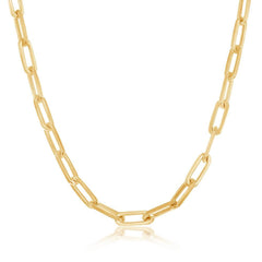 Sterling Silver 3.2mm Paper Clip Chain - Gold Plated