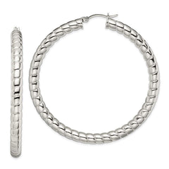 Stainless Steel Textured Hollow Hoop Earrings