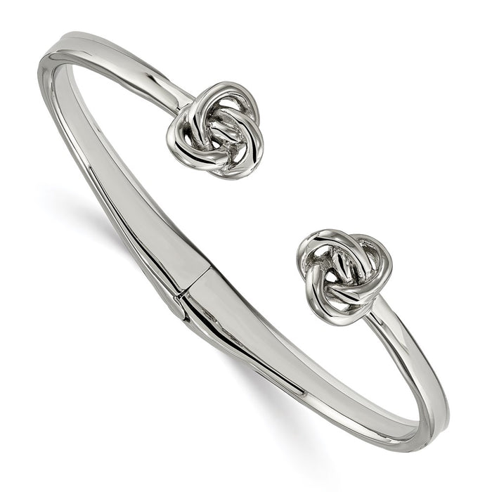 Chisel Women's Stainless Steel Polished Knot Hinged Cuff Bangle Bracelet